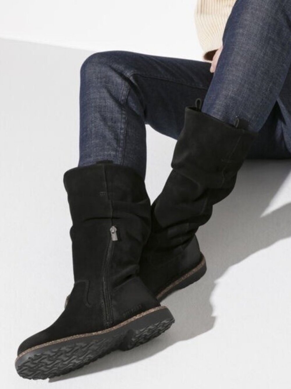 Birkenstock Luton High Slouch Boot Black Hydrophobic Suede EU 37 US 6-6.5